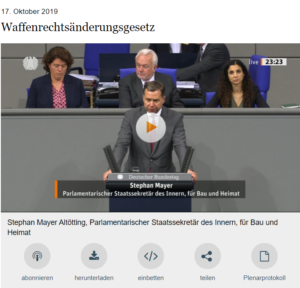 Rede Stefan Mayer, Quelle Mediathek des Bundestags